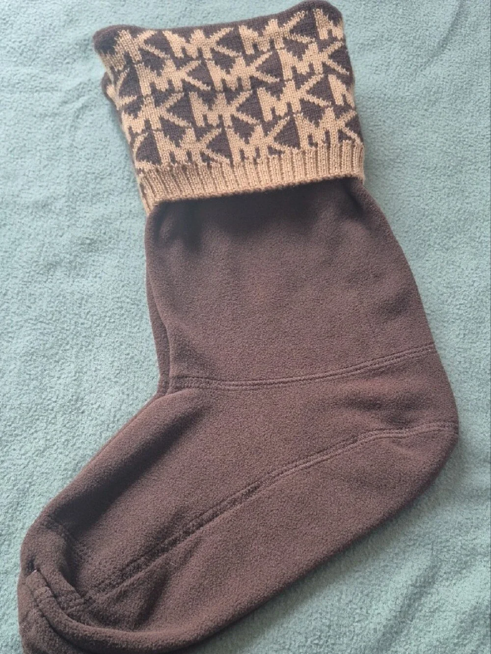 Michael Kors Brown & Gold MK Logo Fleece Sock